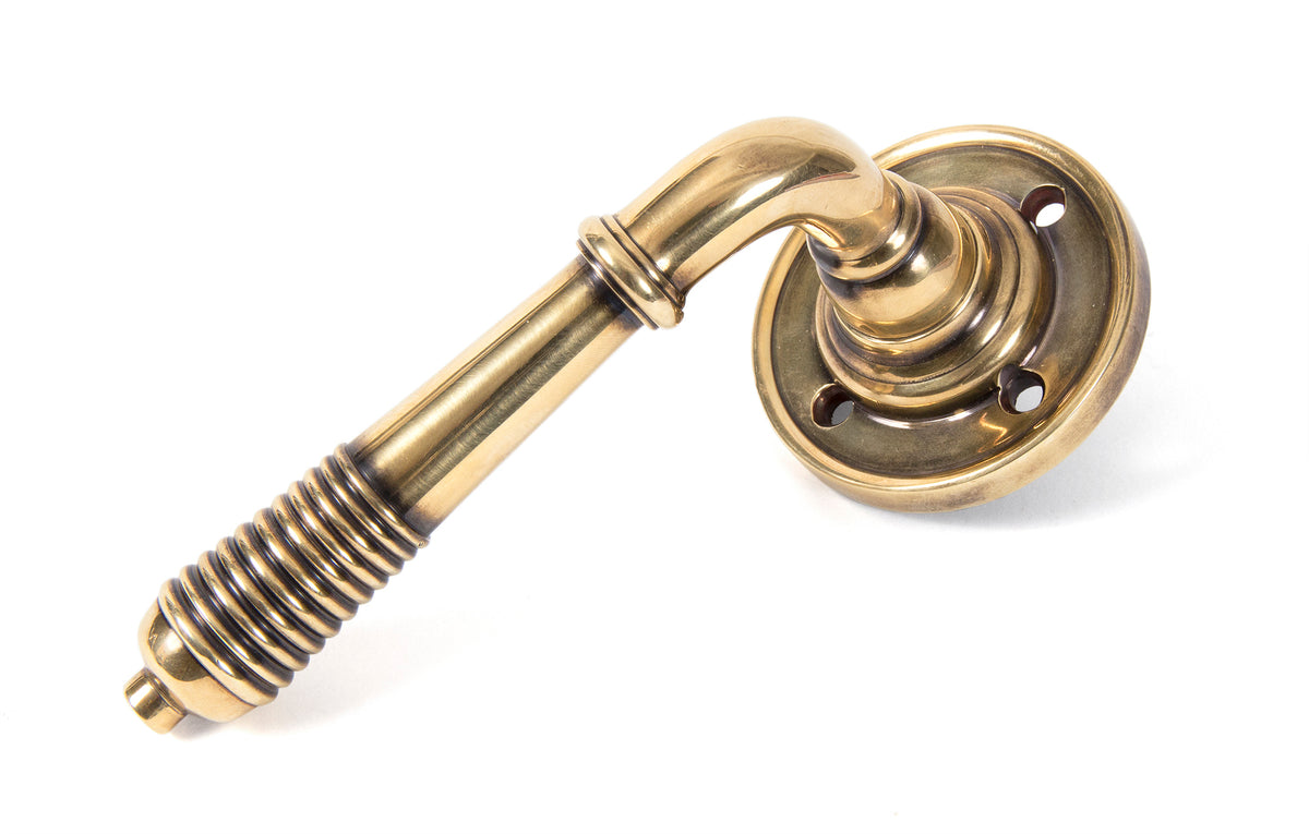Aged Bronze Reeded Lever on Rose Set