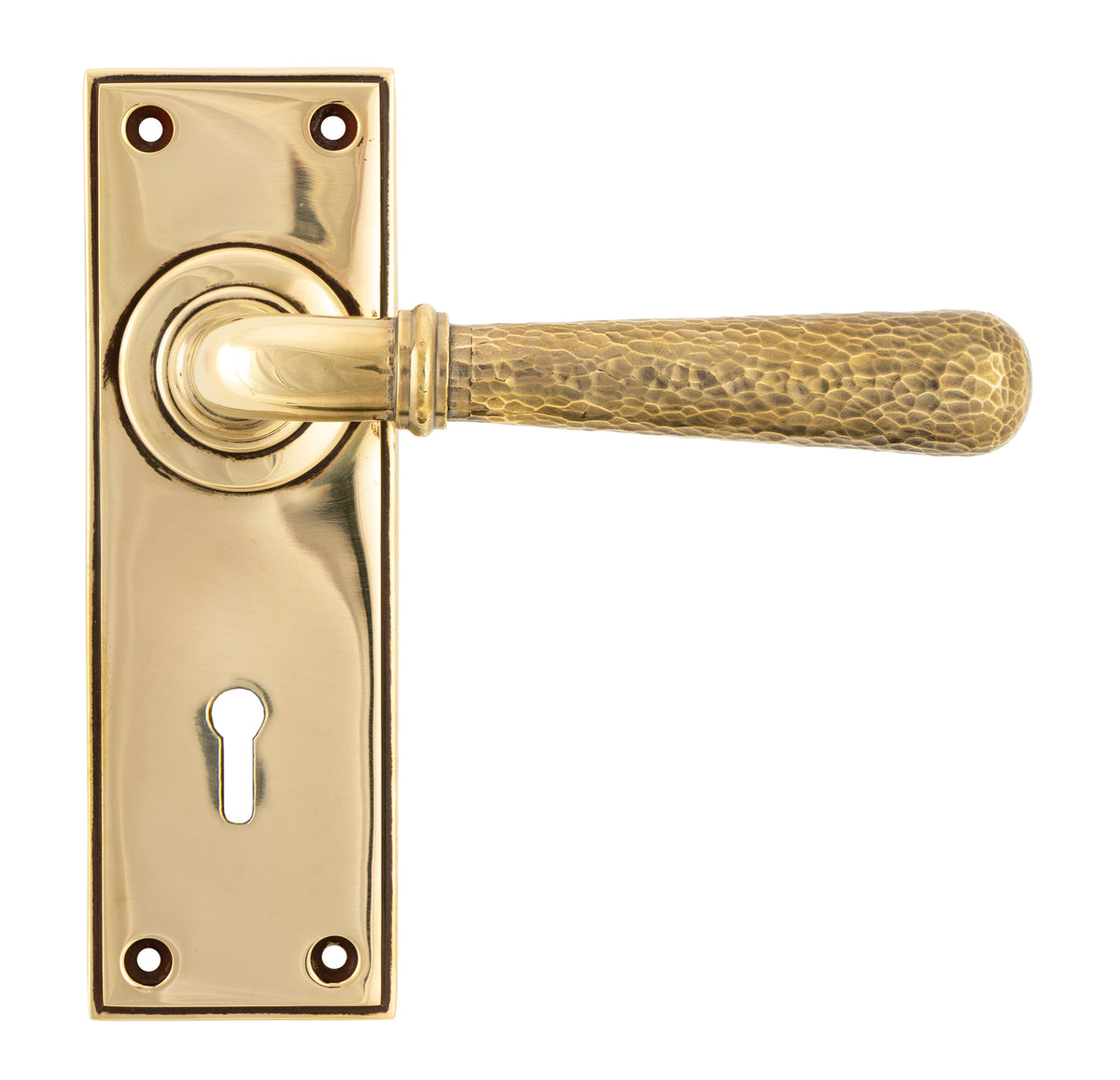 Polished Nickel Hammered Newbury Lever Lock Set