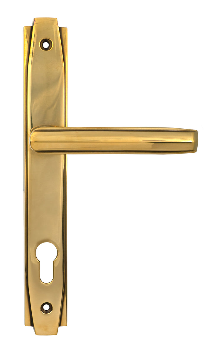 Aged Brass Art Deco Slimline Lever Espag. Lock Set