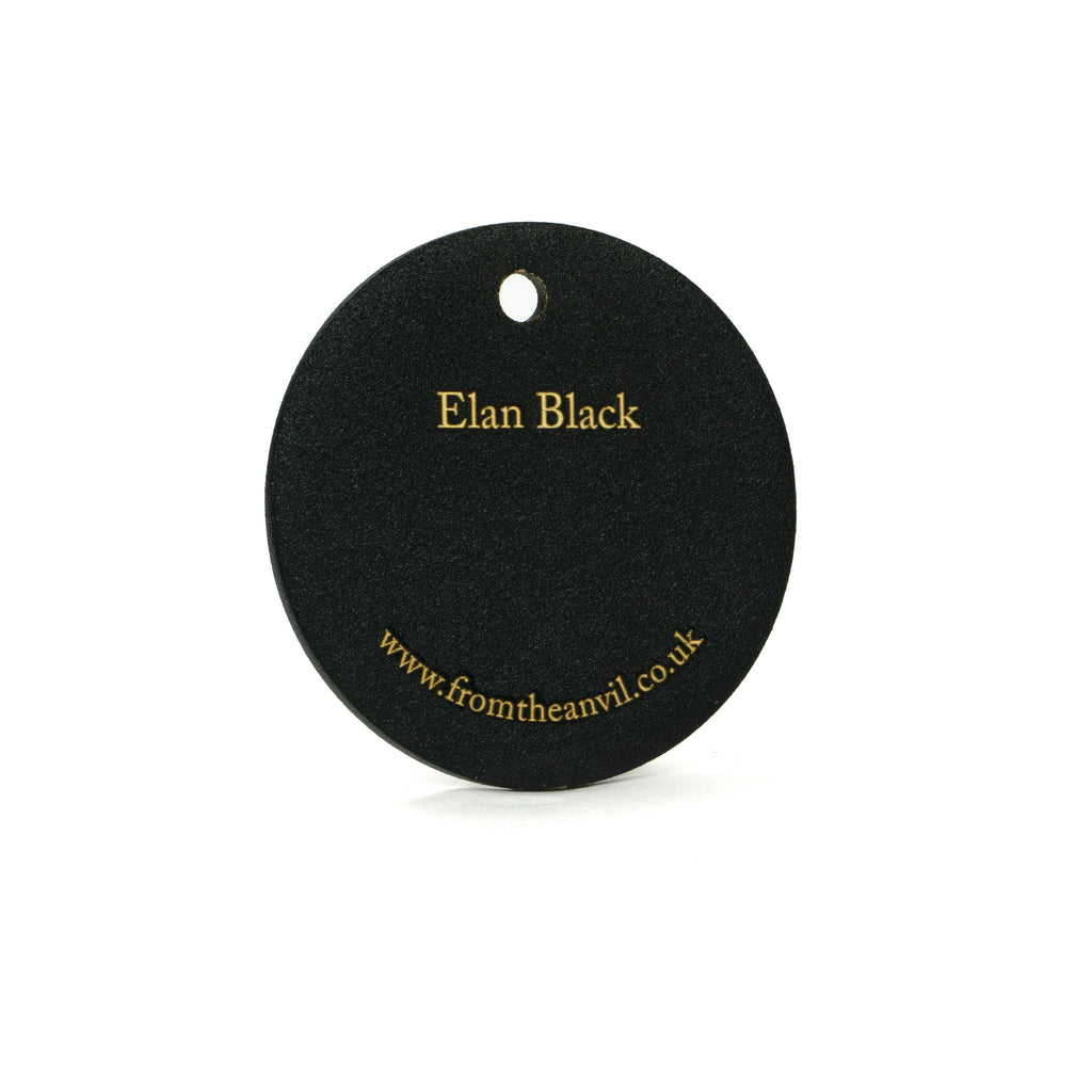White background image of From The Anvil's Elan Black finish swatch