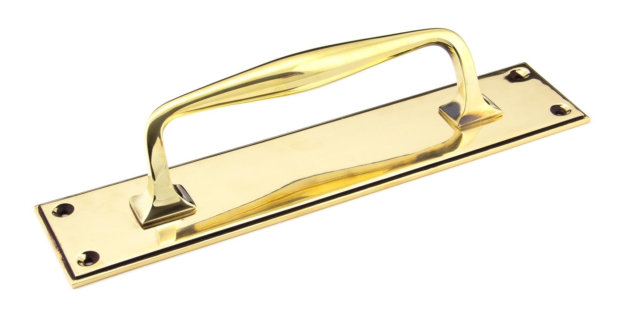 FTA 45379 AGED BRASS 300MM ART DECO PULL HANDLE ON BACKPLATE