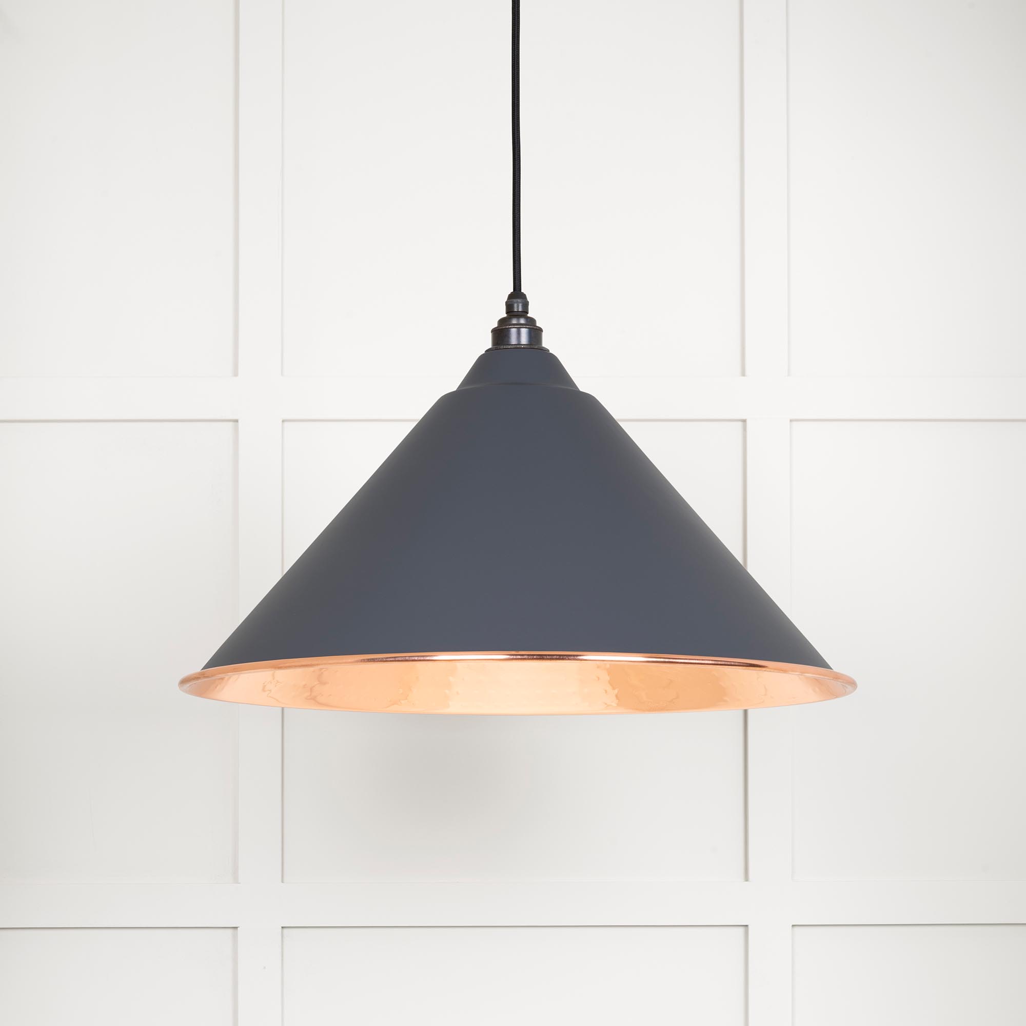 Hammered Copper Hockley Pendant in Slate