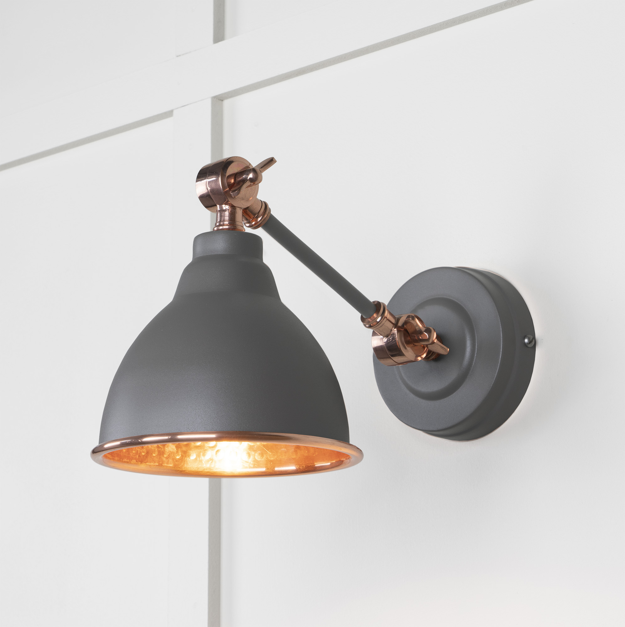 Hammered Copper Brindley Wall Light in Bluff