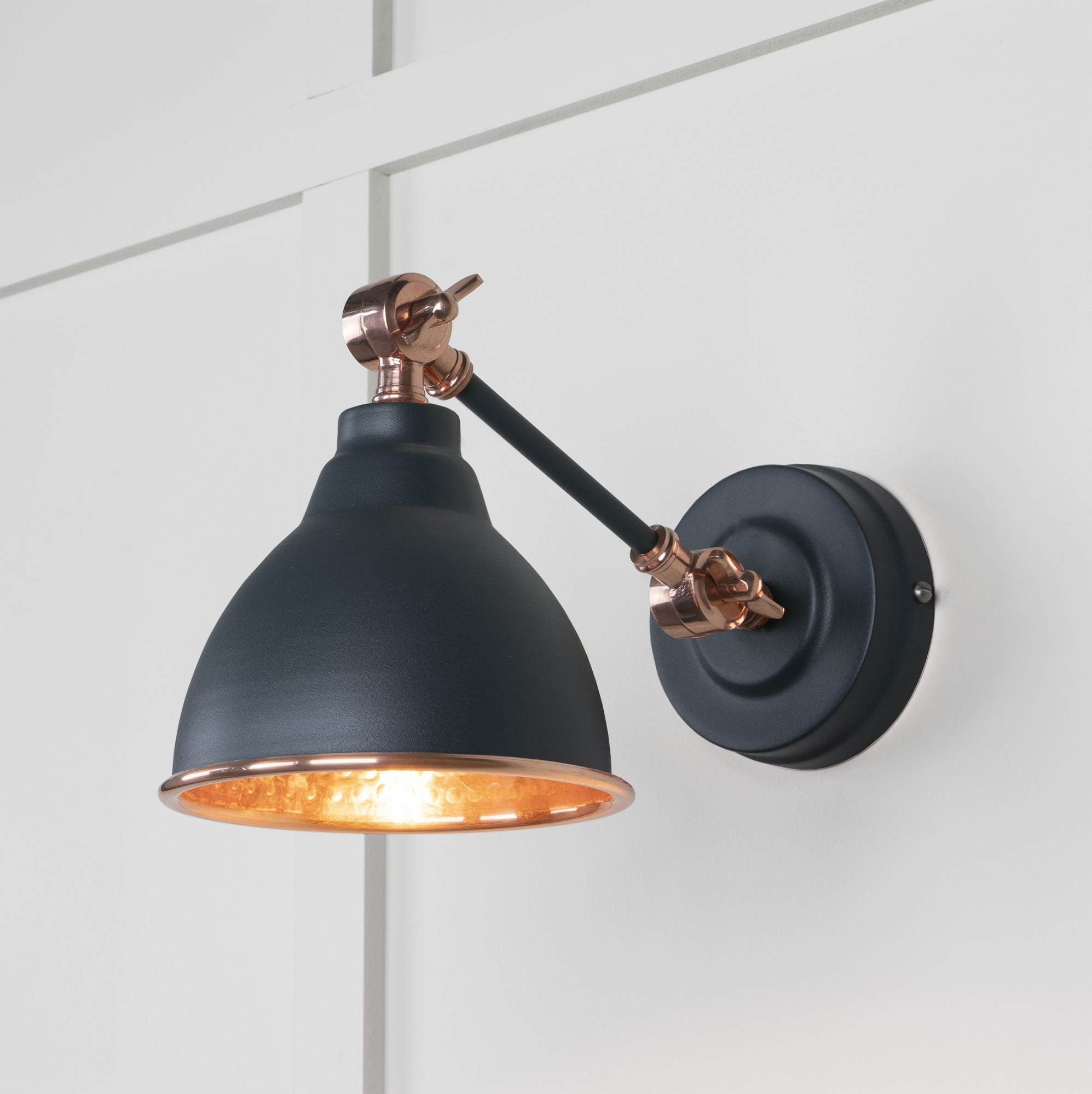Hammered Copper Brindley Wall Light in Soot