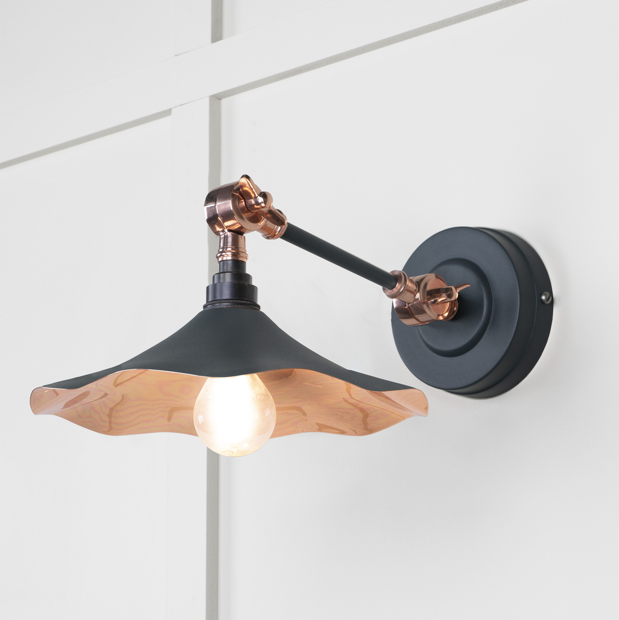 Smooth Copper Flora Wall Light in Soot