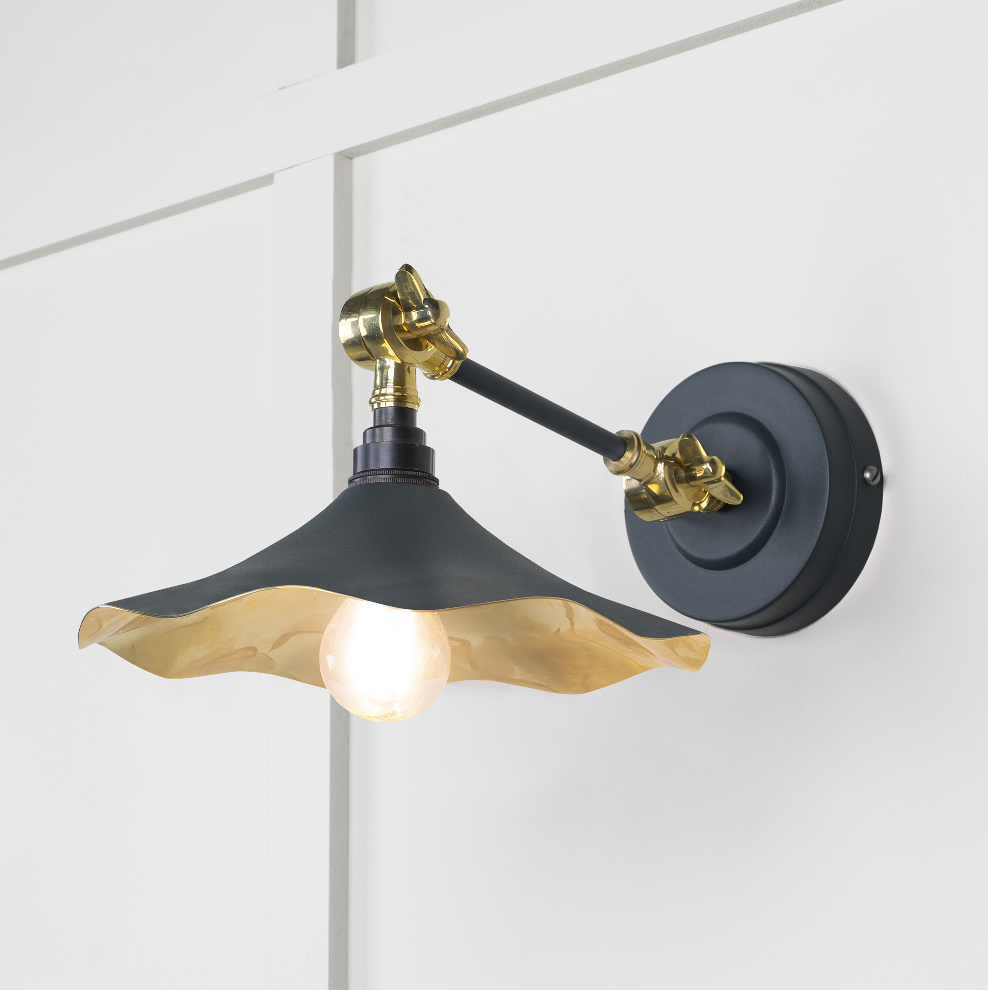 Smooth Brass Flora Wall Light in Soot