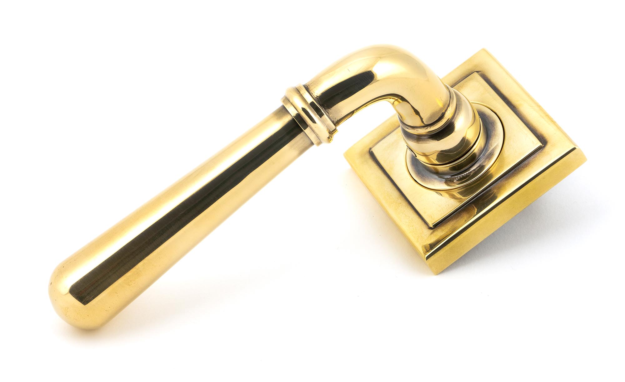 Aged Brass Newbury Lever on Rose Set (Square) - Unsprung