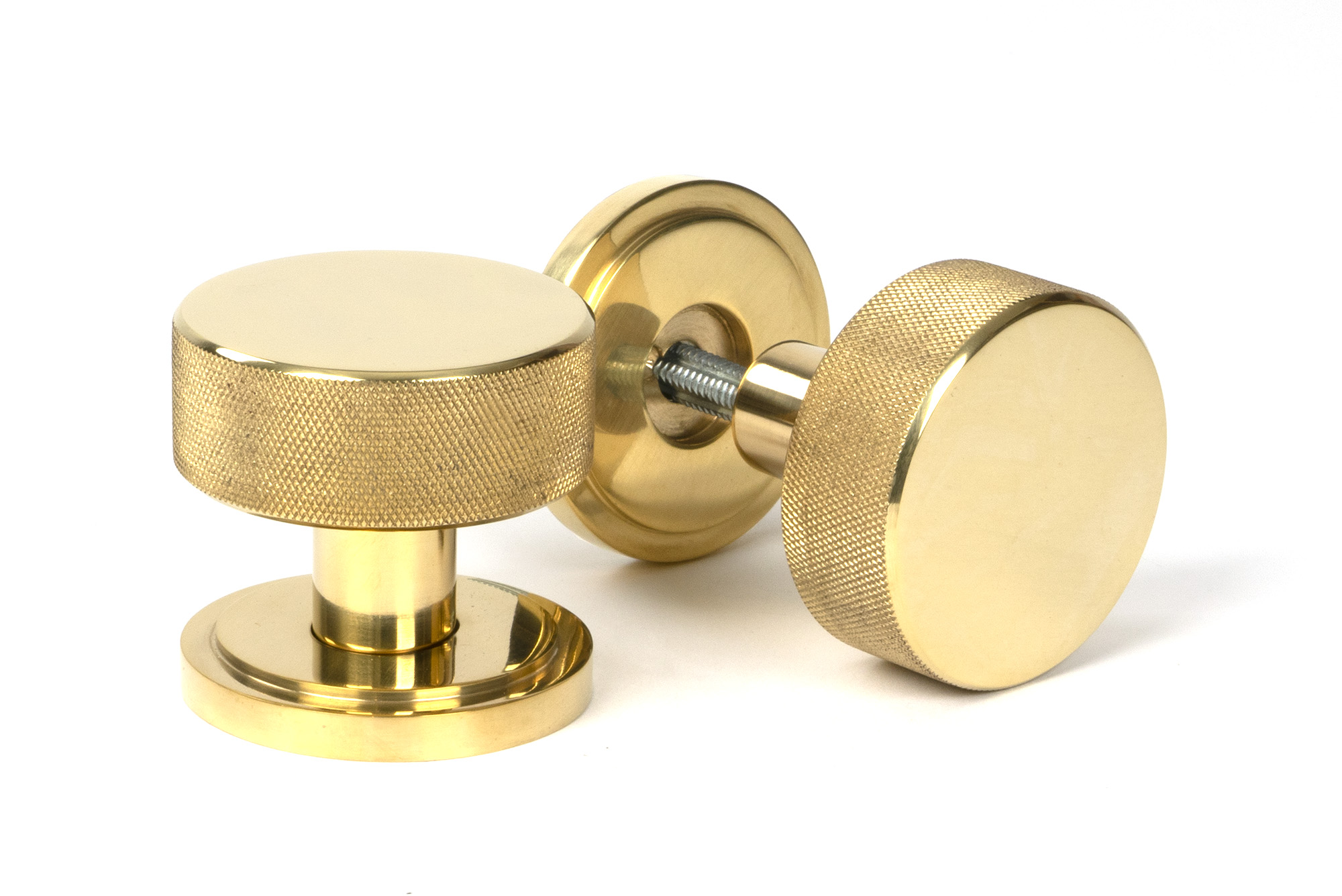 Polished Brass Brompton Mortice/Rim Knob Set (Art Deco)