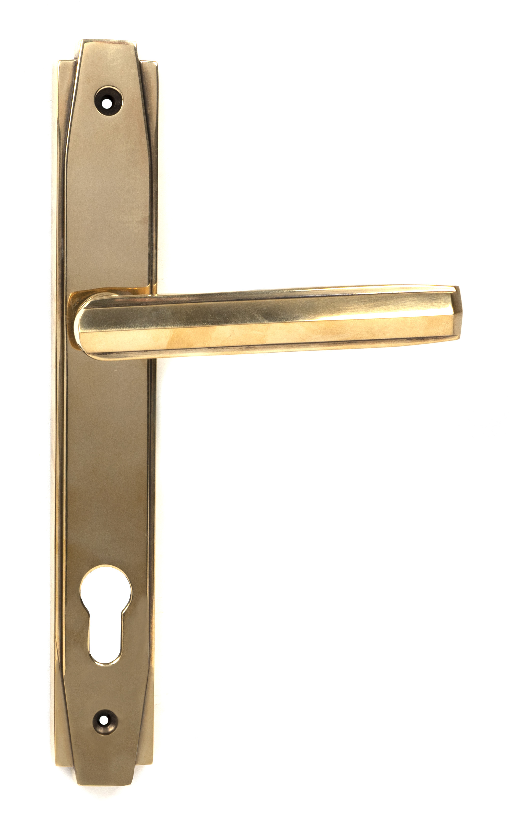 Aged Brass Art Deco Slimline Lever Espag. Lock Set